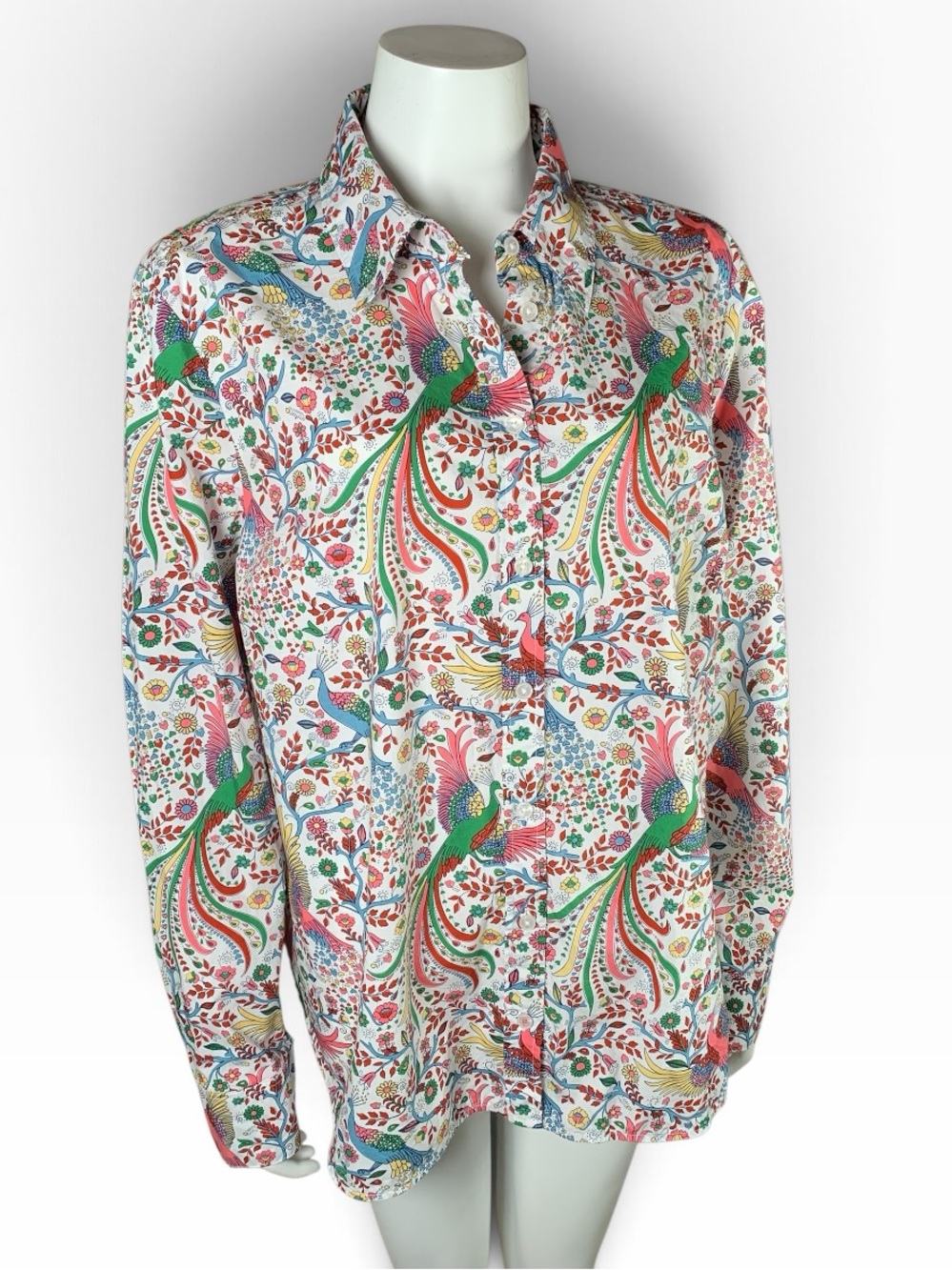Boden Floral Paisley Cotton Blouse Plus Size 20 22 Long Sleeve